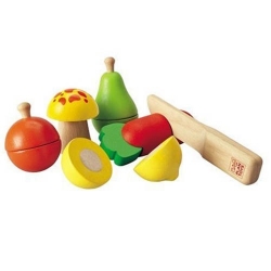PlanToys - Drewniane warzywa i owoce do krojenia - Fruit & Vegetable Play Set